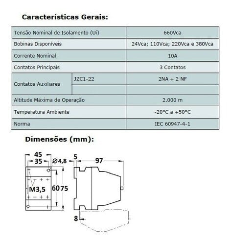 JZC1-22 220V 60HZ CONTATOR AUXILIAR 2NA +2NF