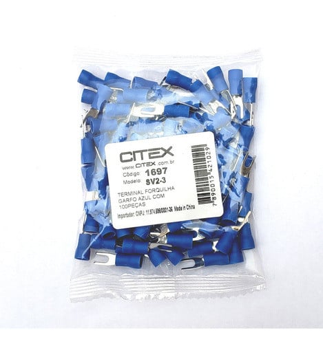 SV2-3 TERMINAL GARFO AZ 1,5-2,5mm² PARAF. 3mm COM 100 PEÇAS