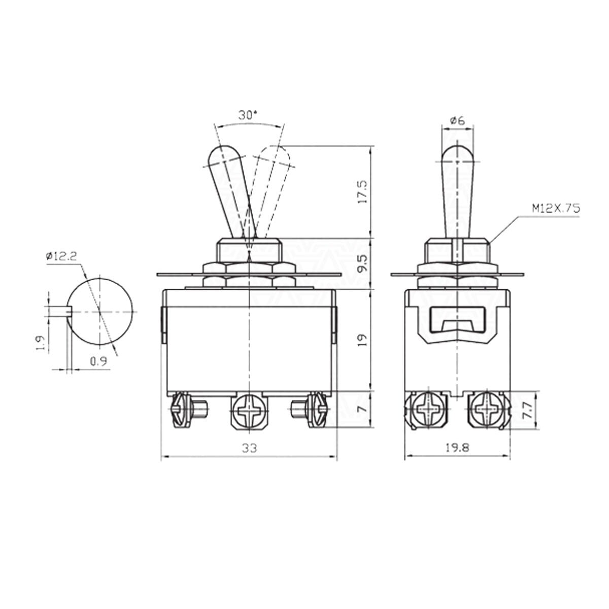 twinkl様 E-TEN1321 CHAVE ALAVANCA ON-ON 6T AC250V/15A