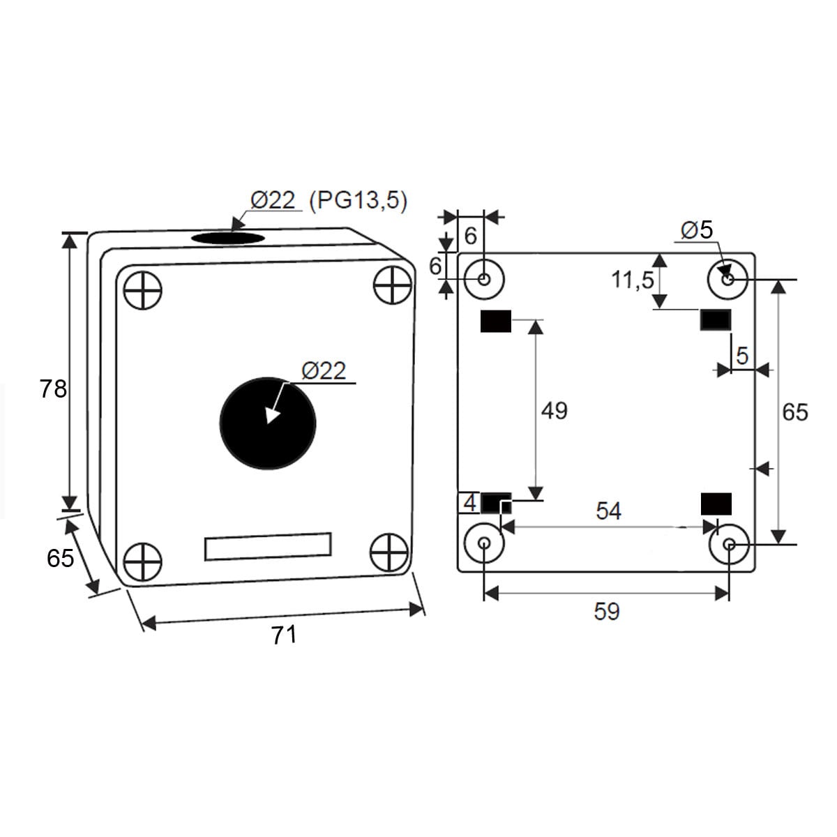 BX1 AMARELA BOTOEIRA PLASTICA 1 FURO VAZIA