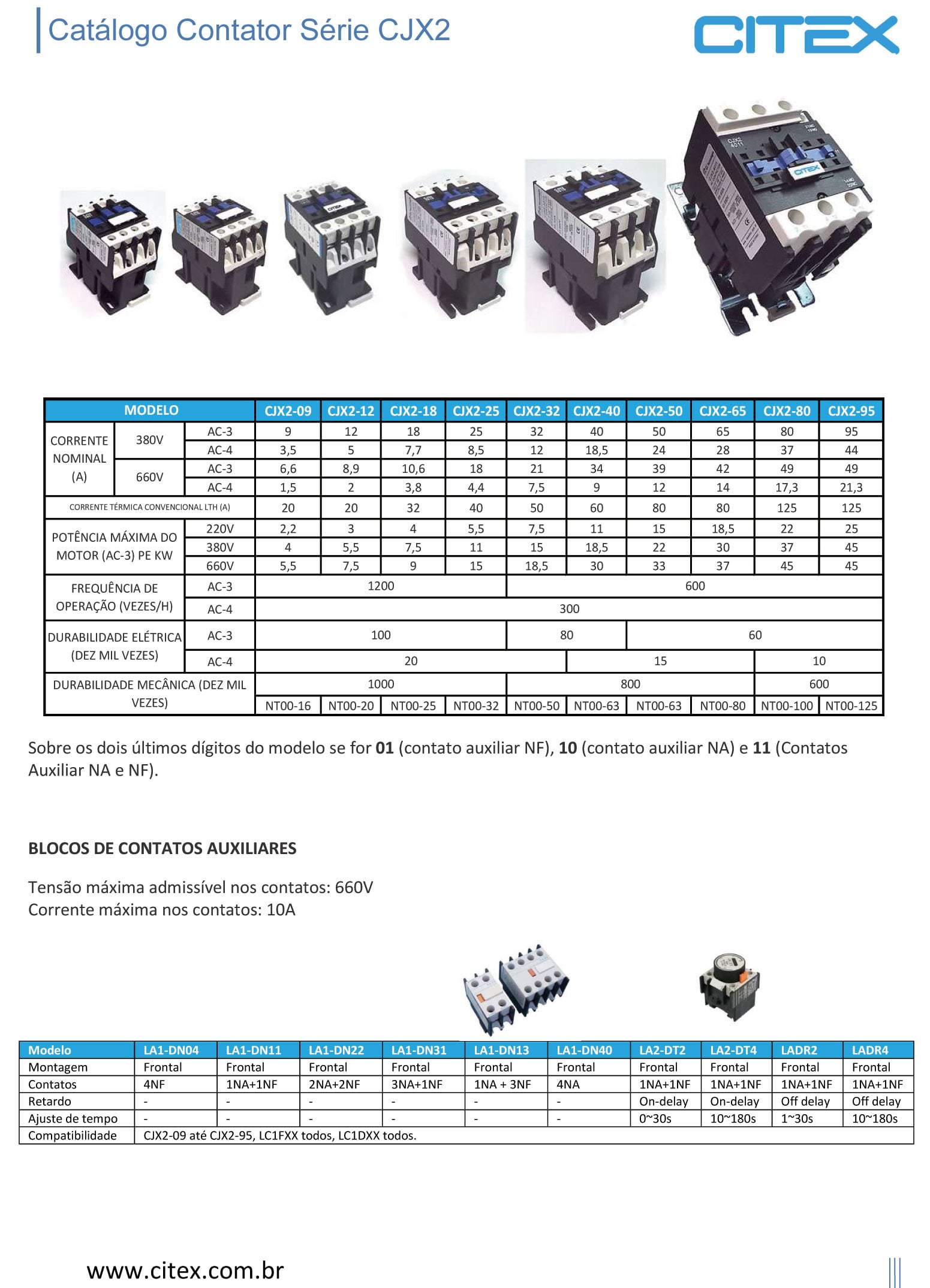 CJX2-1210 220V 50/60HZ CONTATOR TRIPOLAR +1NA
