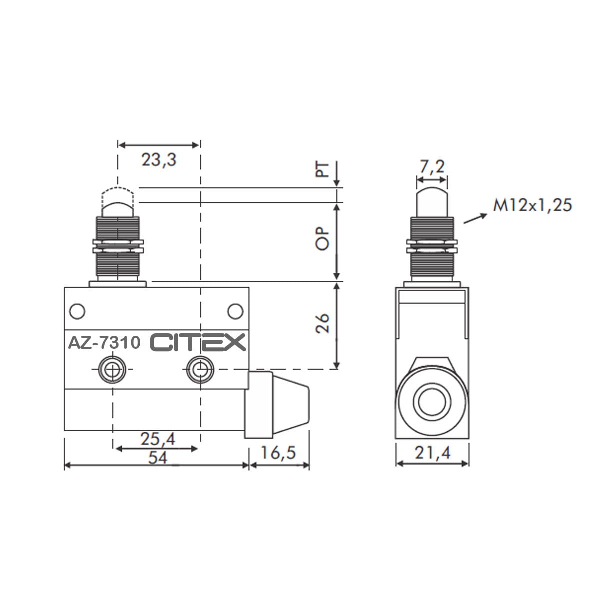FM7310 AZ-7310 MICRORUPTOR CHAVE FIM DE CURSO PINO PARA