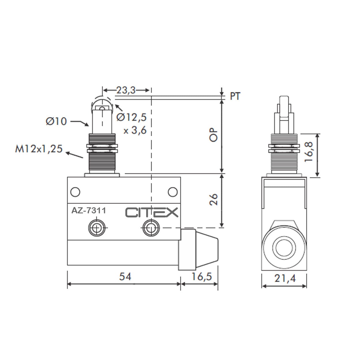 FM7311 AZ-7311 MICRORUPTOR CHAVE FIM DE CURSO ROLETE PARA