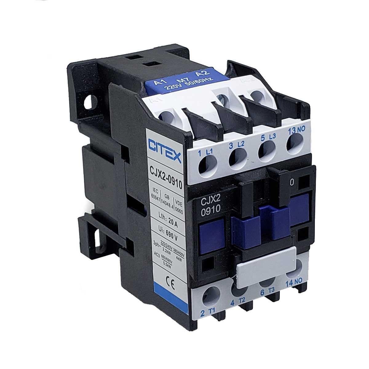 CJX2-0910 BOBINA 220V 50/60HZ CONTATOR TRIPOLAR 9A +1NA