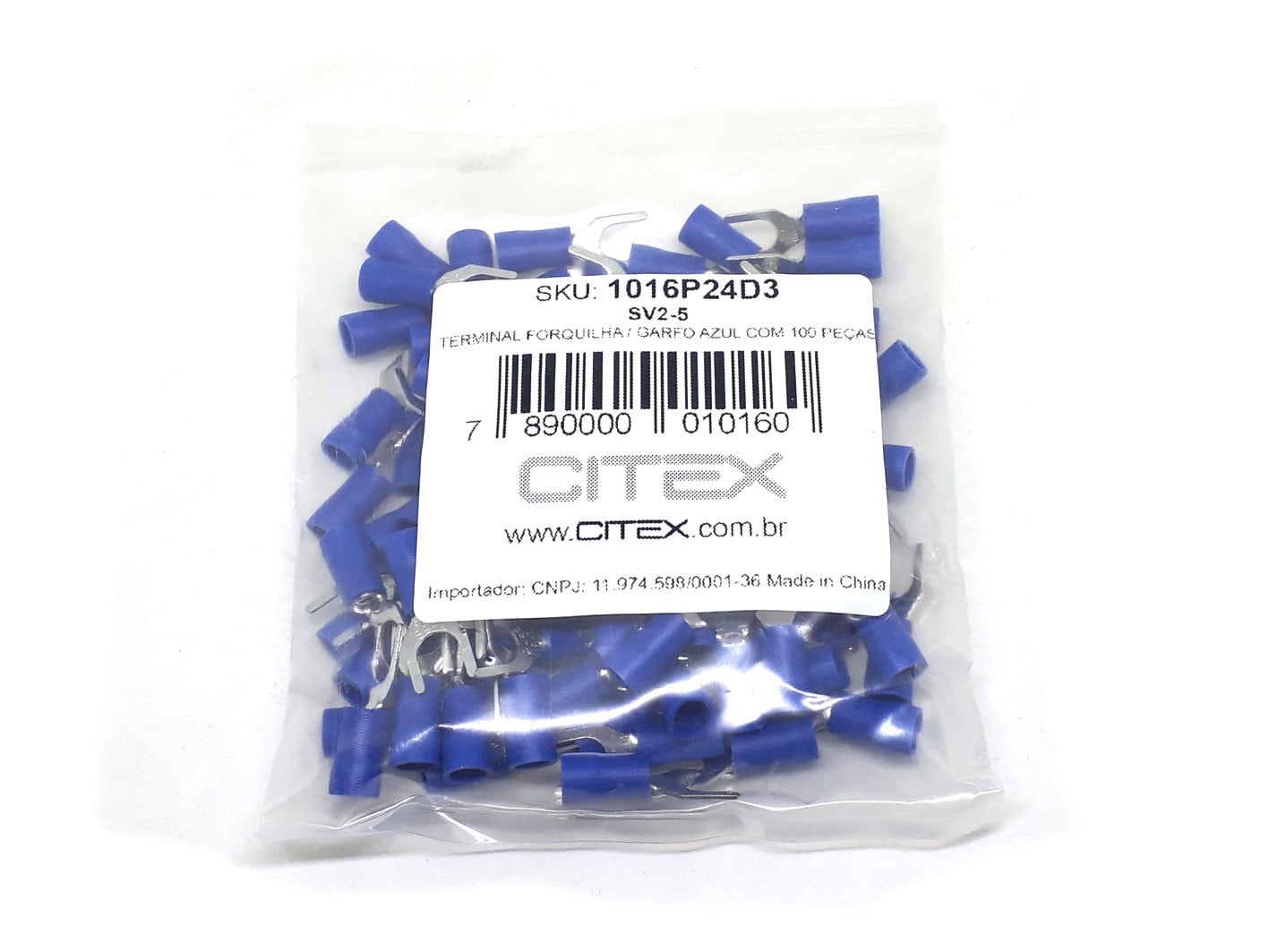 SV2-5 TERMINAL FORQUILHA GARFO AZUL 1,5-2,5mm² M5 COM 100