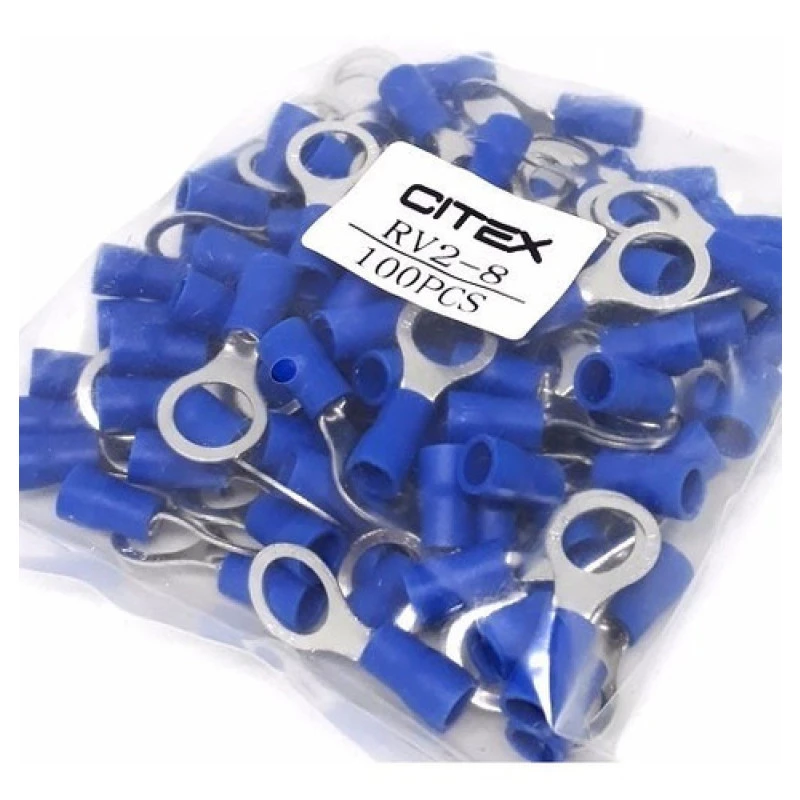 RV2-8 TERMINAL OLHAL PRÉ-ISOLADO AZUL 1,5-2,5mm² M8 COM 100 PEÇAS